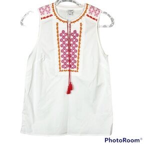 NWT J. Crew Factory Embroidered Tassel Tie Sleeveless Top